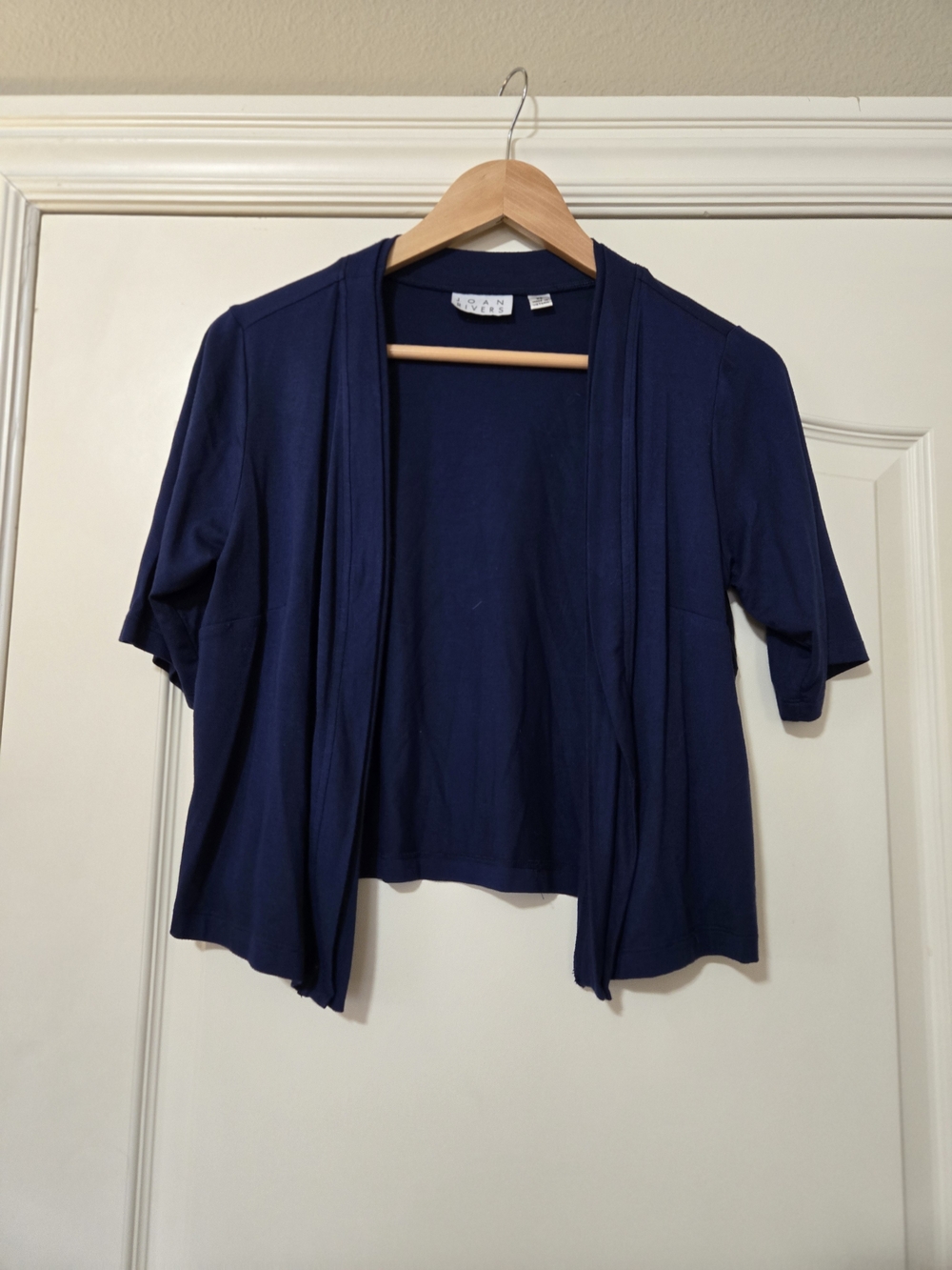 Joan Rivers Deep Navy Short-Sleeve Open Cardigan